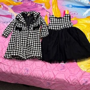 Stylish Kids Houndstooth Dress and Coat Set